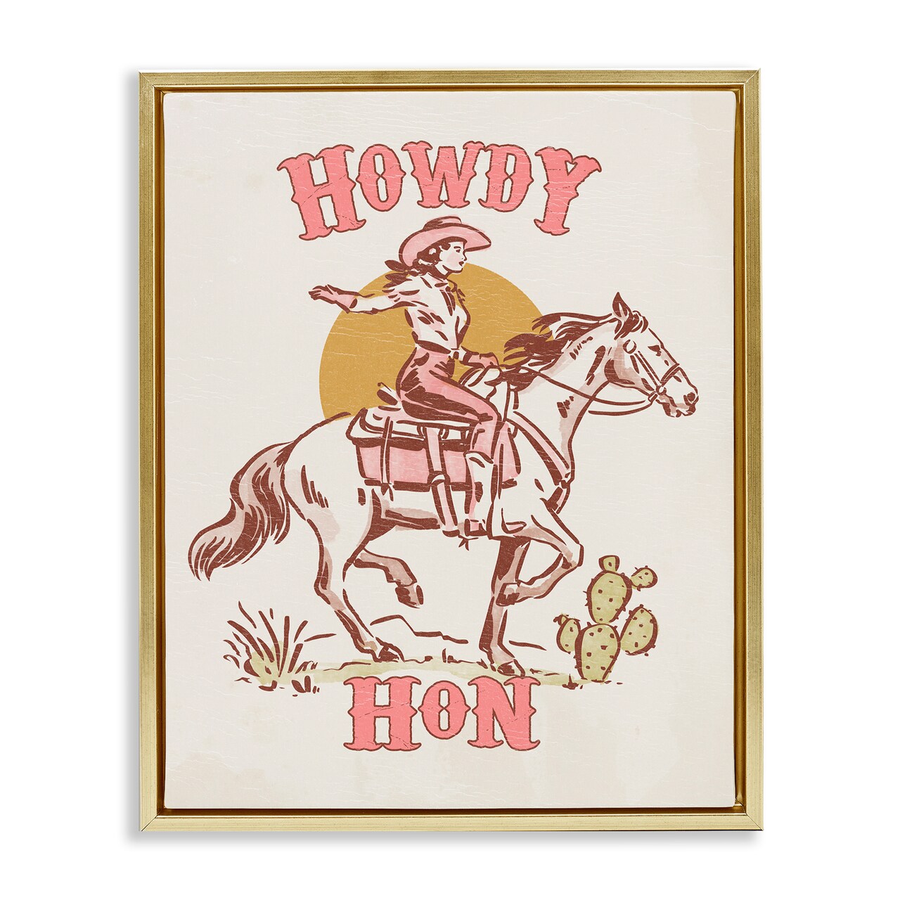 Stupell Industries Howdy Hon Cowgirl Floater Framed Canvas Wall Art Design by Victoria Barnes